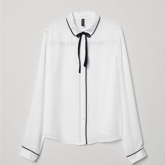 H&M bow shirt blouse - Picture 1 of 8